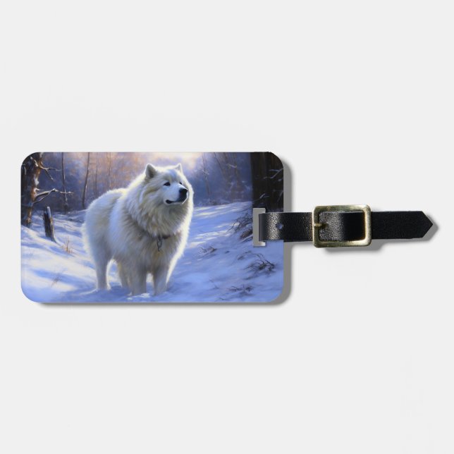 Étiquette À Bagage Samoyed Let It Snow Christmas (Devant horizontal)