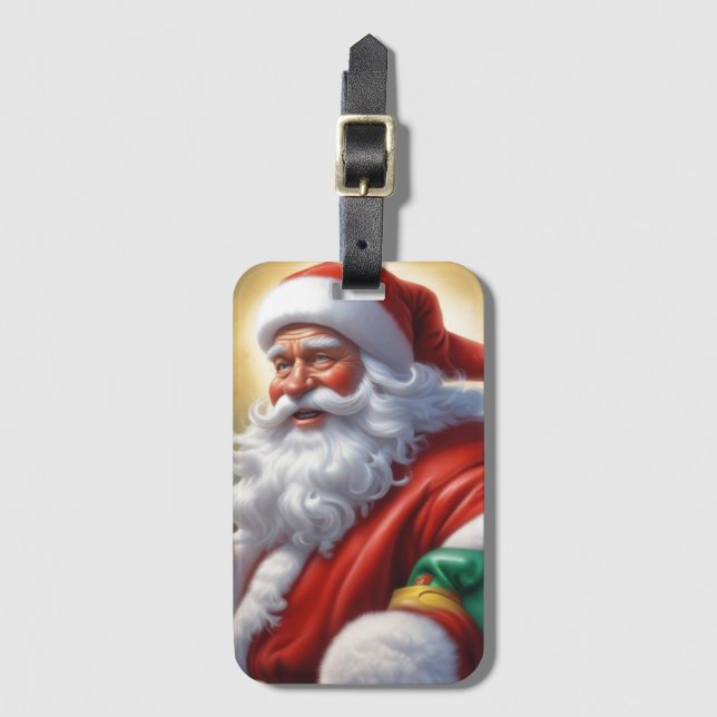 Étiquette À Bagage Santa Clause Joyeux Noël Bonne année (Devant Vertical)