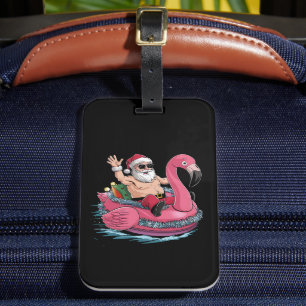 Étiquette À Bagage Santa Flamingo Flotteur Noël en Juillet Eté