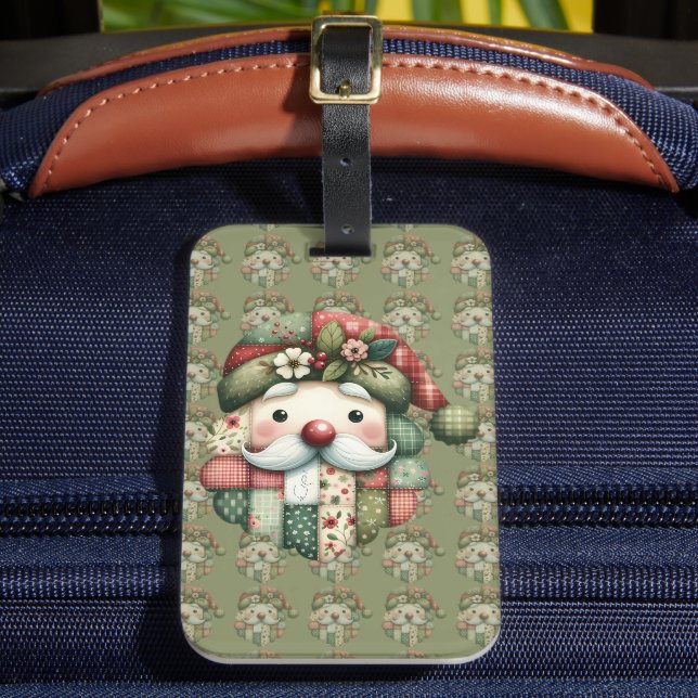 Étiquette À Bagage Santa folklorique patchwork fantaisiste de Noël (Insitu Rectoal 2)