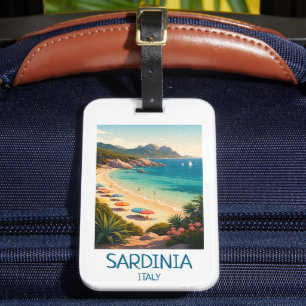 Étiquette À Bagage Sardaigne Italie Minimaliste Art de Voyage Vintage