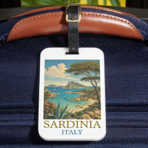 Étiquette À Bagage Sardaigne Italie Vintage Méditerranée Voyage Île