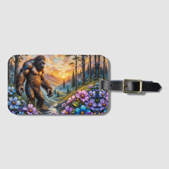 Étiquette À Bagage Sasquatch dans la vallée de Floral Mountain (Devant Horizontal)