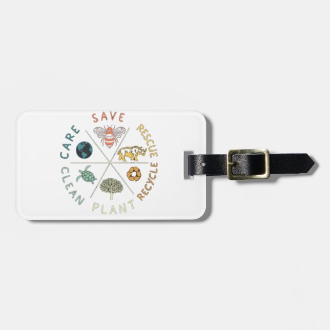 Étiquette À Bagage 🌎💚 Sauvegardons Notre Planète 🌿 (Devant horizontal)