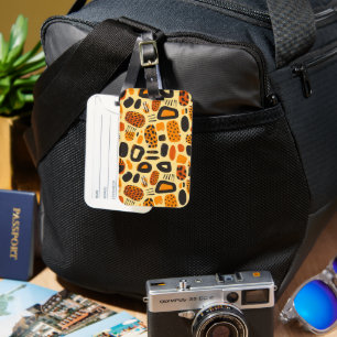 Étiquette À Bagage "Savanna Pop : Vibes tribales en orange et noir"