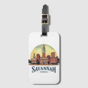 Étiquette À Bagage Savannah Georgia Skyline