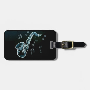 Étiquette À Bagage Saxophone et notes de musique