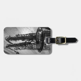 Étiquette À Bagage Saxophone locor noir et blanc personnalisable