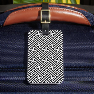 Étiquette À Bagage Sayagata motif, japonais, noir et blanc