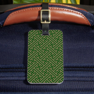 Étiquette À Bagage Sayagata motif, japonais, vert et or