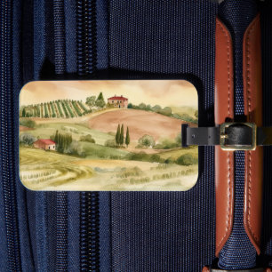 Étiquette À Bagage Scène aquarelle italienne de la campagne italienne