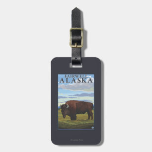 Étiquette À Bagage Scène de bison - Fairwell, Alaska