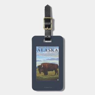 Étiquette À Bagage Scène de bison - jonction de delta, Alaska