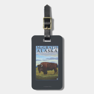 Étiquette À Bagage Scène de bison - McGrath, Alaska