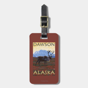 Étiquette À Bagage Scène de caribou - Dawson, Alaska