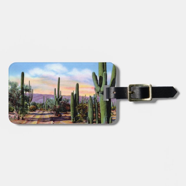 Étiquette À Bagage Scène de désert de l'Arizona Sonoran (Devant horizontal)