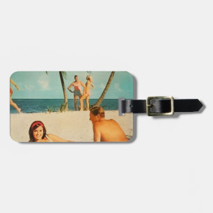 Étiquette À Bagage Scène de plage vintage