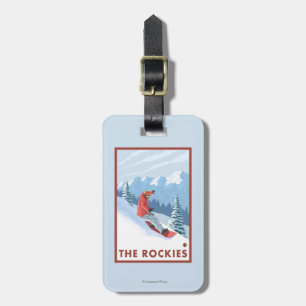 Étiquette À Bagage Scène de surfeur - les Rocheuses