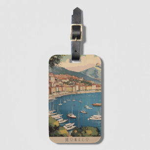 Étiquette À Bagage Scène de voyage vintage à Monaco avec texte person