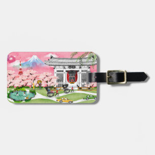 Étiquette À Bagage Scène du Japon