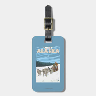 Étiquette À Bagage Scène Sledding de chien - cari, Alaska