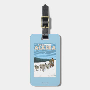 Étiquette À Bagage Scène Sledding de chien - Cordova, Alaska