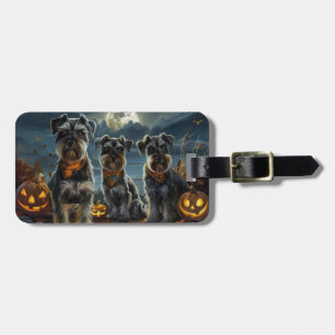 Étiquette À Bagage Schnauzer Halloween Éffrayant