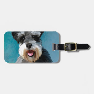 Étiquette À Bagage Schnauzer Miniature peinture couleur de l'eau