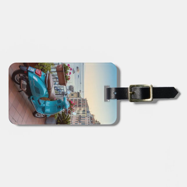 Étiquette À Bagage Scooter maritime italien - Voyage aventure (Devant horizontal)