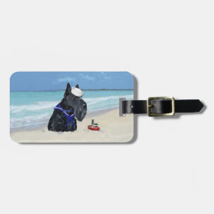 Étiquette À Bagage Scottie à la Plage