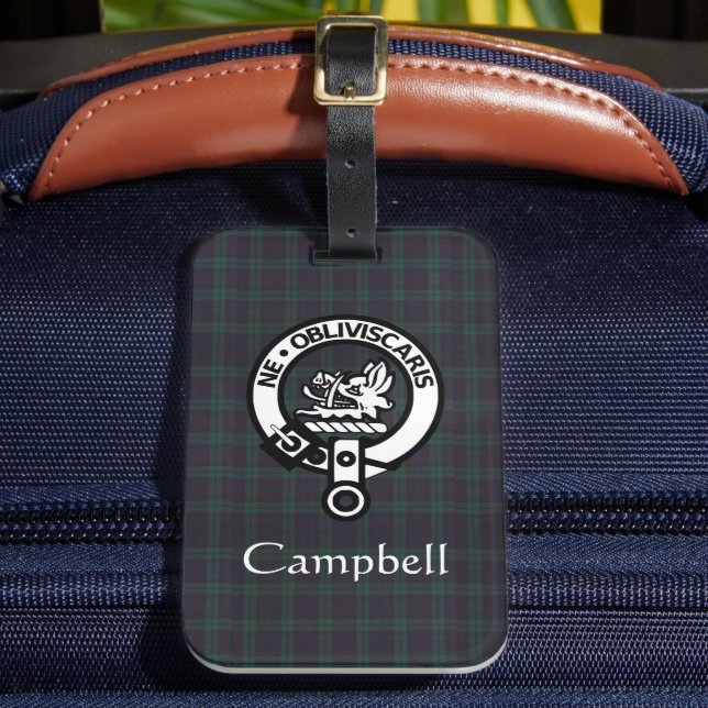 Étiquette À Bagage Scottish Campbell Crest Badge & Tartan (Insitu Rectoal 2)