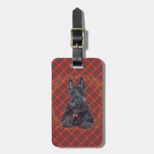 Étiquette À Bagage Scottish terrier on tartan
