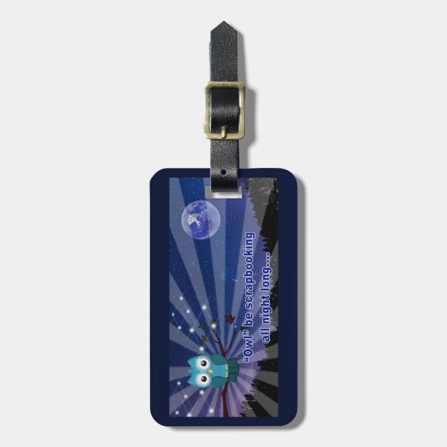 Étiquette À Bagage Scrapbookers "Owl Retire Toute La Nuit" (Devant Vertical)