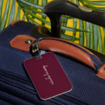 Étiquette À Bagage Script Bourgogne | Monogramme moderne élégant<br><div class="desc">Un design simple et design personnalisé monogramme dans un décontracté écrit à la main dans un monochrome Bourgogne frappant. Le monogramme peut facilement être personnalisé pour rendre un design aussi unique que vous êtes ! Le cadeau ou accessoire tendance parfait pour toute occasion.</div>