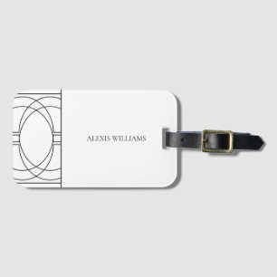 Étiquette À Bagage Script minimaliste moderne noir et blanc