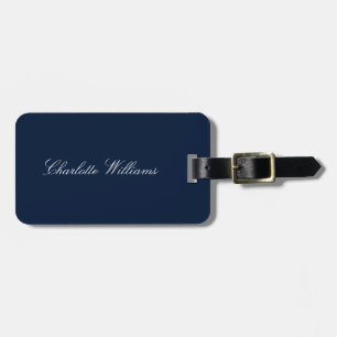 Étiquette À Bagage Script Moderne Bleu Marine Minimaliste Personnalis
