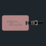Étiquette À Bagage Script moderne Dusty Rose gris personnalisé Boho c<br><div class="desc">Gras minimaliste moderne professionnel Dusty Rose Script Typographie Bagage avec texte gris</div>
