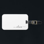 Étiquette À Bagage Script Monogramme Nom Moderne Fille Noir<br><div class="desc">Étiquette de bagage à monogramme noir Ajoutez votre propre nom Script L'étiquette de bagage est le cadeau idéal pour un anniversaire de 16 ans,  un mariage,  une douche de mariée,  une baby shower ou une soirée de bachelorette pour quelqu'un qui décore sa chambre avec style.</div>
