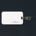 Étiquette À Bagage Script Monogramme Nom Moderne Fille Noir<br><div class="desc">Étiquette de bagage à monogramme noir Ajoutez votre propre nom Script L'étiquette de bagage est le cadeau idéal pour un anniversaire de 16 ans,  un mariage,  une douche de mariée,  une baby shower ou une soirée bachelor pour quelqu'un qui décore sa chambre avec style.</div>