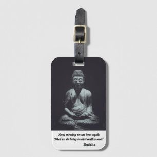 Étiquette À Bagage Sculpture de Bouddha noir et blanc avec citation