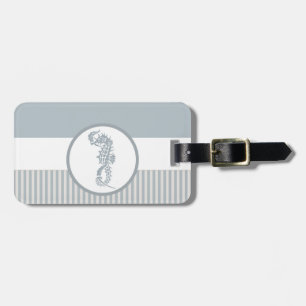 Étiquette À Bagage Seahorse Bleu Classique Nautique Élégant