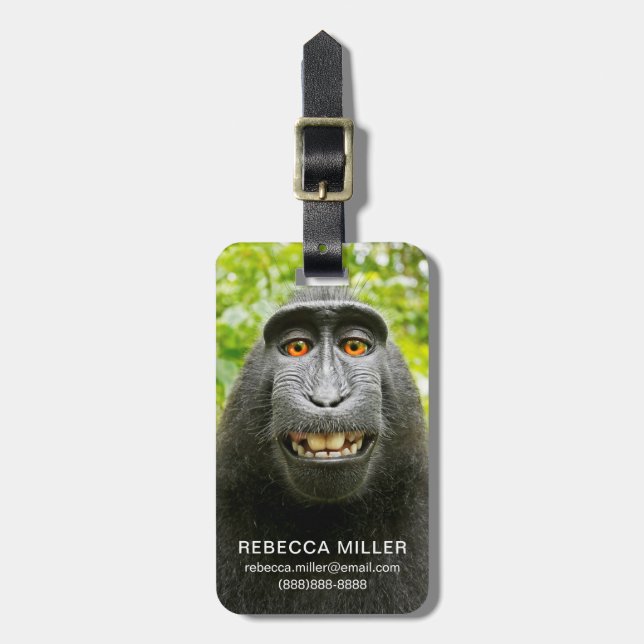 Étiquette À Bagage Selfie de singe (Devant Vertical)