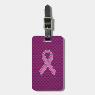 Étiquette À Bagage Sensibilisation au ruban rose Fuchsia Fibres de ca