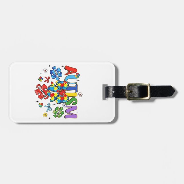 Étiquette À Bagage Sensibilisation sur l'autisme Bow Coquette Puzzle  (Devant horizontal)