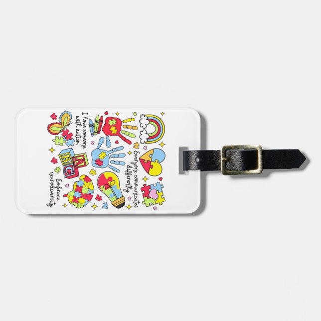 Étiquette À Bagage Sensibilisation sur l'autisme Embrasser la diversi (Devant horizontal)