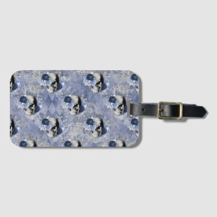 Étiquette À Bagage Série Crâne Floral Bleu Design 2