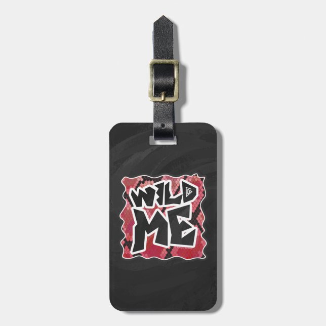 Étiquette À Bagage Serpent Wild Me Black et Red Print (Devant Vertical)