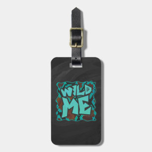 Étiquette À Bagage Serpent Wild Me Impression Brown et Turquoise