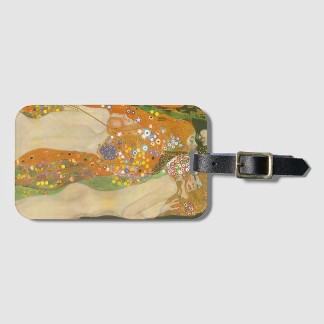 Étiquette À Bagage Serpents d'eau II de Gustav Klimt, Art nouveau (Devant Horizontal)