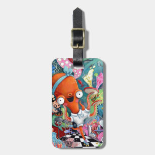 Étiquette À Bagage Serveuse de poulpe dans la barre sous-marine de